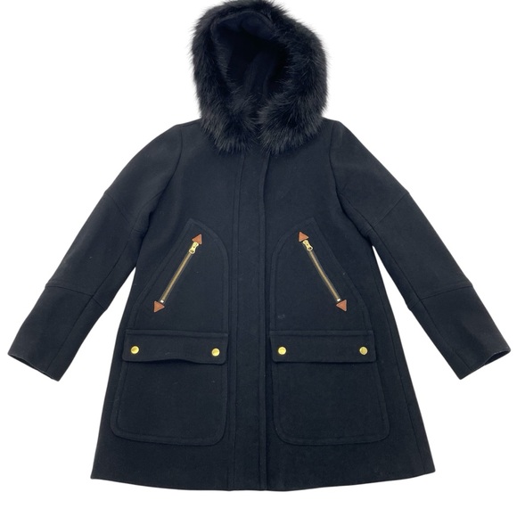 NWT J. Crew Italian Stadium Cloth Coat 6 Black - Picture 9 of 15